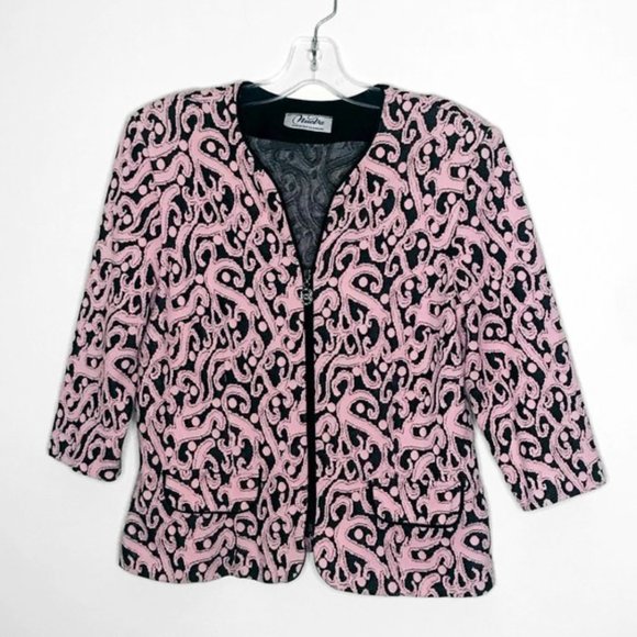 Nueva - Pink and Black Embroidered Zip Blazer - Picture 7 of 10